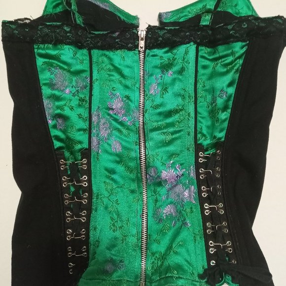 Vintage Tripp NYC Green Floral Brocade Corset - Goth - Picture 3 of 5